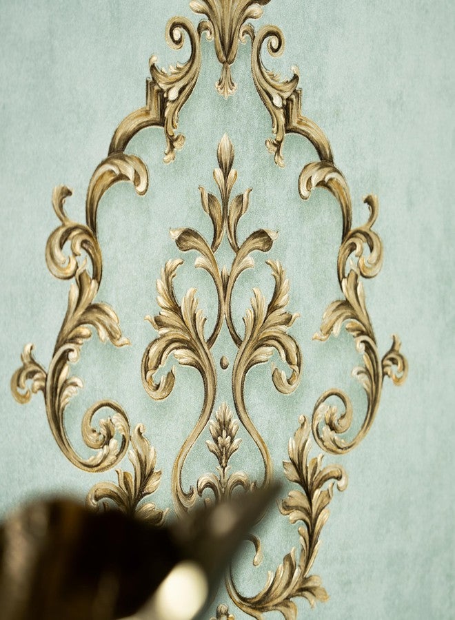 wolpin Non-Woven Wallpaper Non-Adhesive (53 x 950 CM) (Mint Green) | Classic Damask Design Wallpaper with Texture | Mint Green Decorative Wall Covering for Home (54.18 Sq Ft) - Image 4